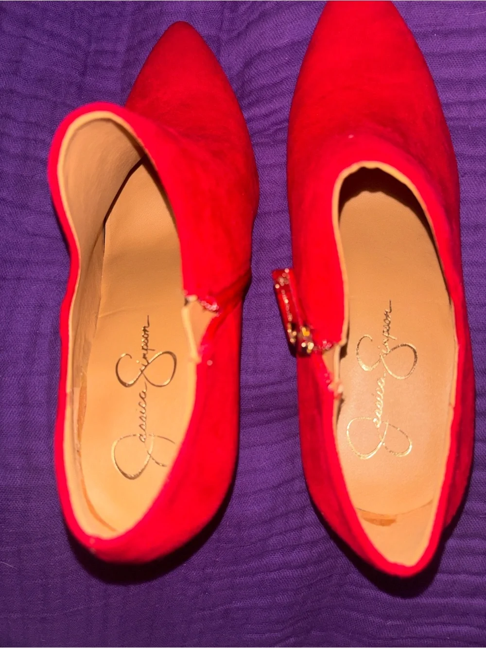 Jessica Simpson Red Pointed-Toe Stiletto Ankle Booties